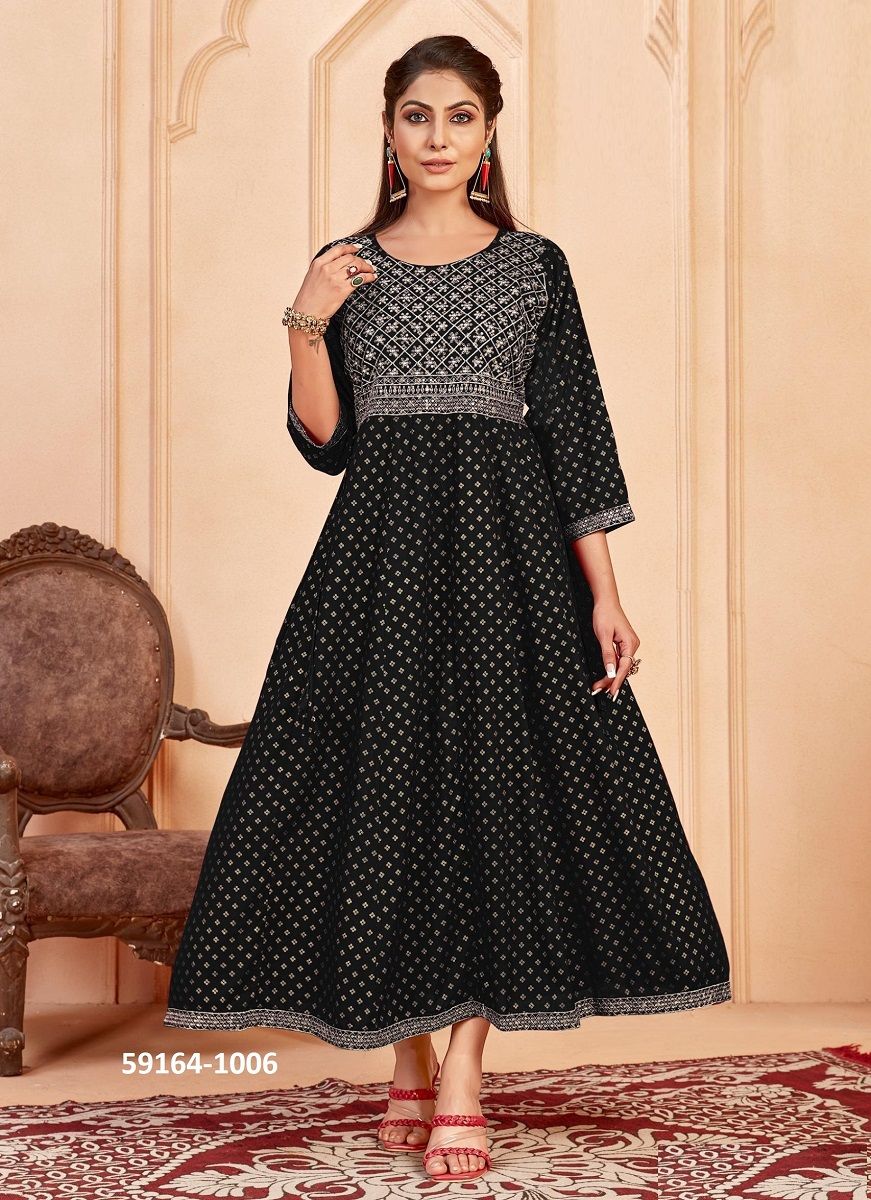 KALYANI - Catalog # 59164 (Set of 6 Readymade Women's Kurtis / Tops) by Brand SANGEET