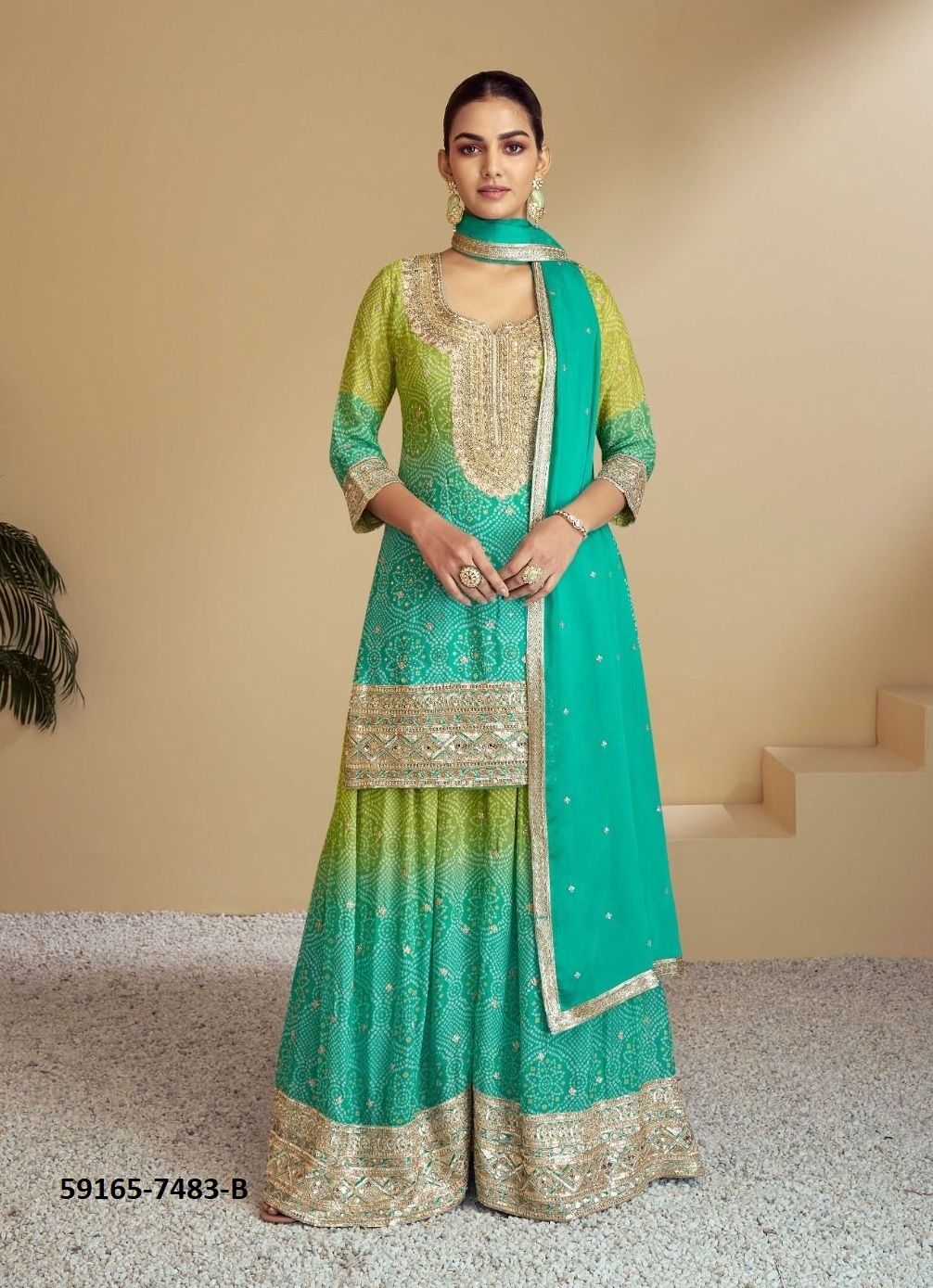 FLORENCE COLORS - Catalog # 59165 (Set of 3 Readymade Salwar Suits) by Brand GULKAYRA DESIGNER