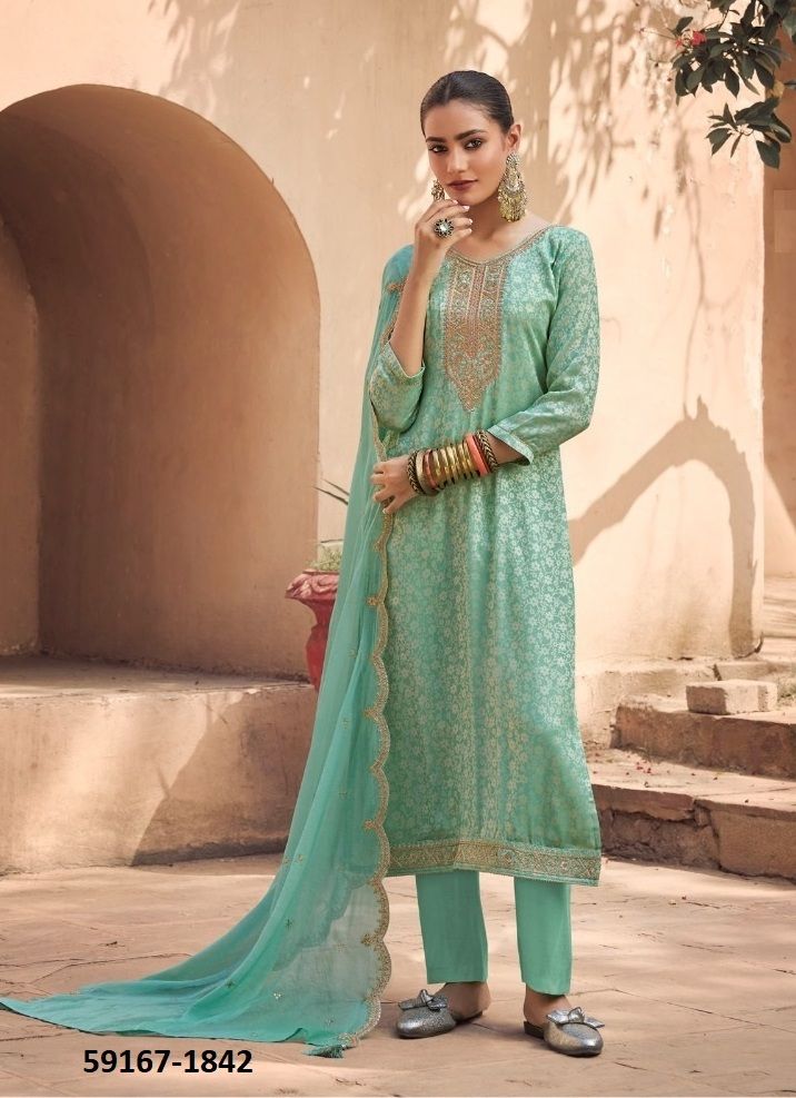 TARLA 2 - Catalog # 59167 (Set of 4 Semi-Stitched / Un-Stitched Suits) by Brand KALARANG