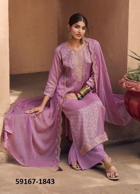 TARLA 2 - Catalog # 59167 (Set of 4 Semi-Stitched / Un-Stitched Suits) by Brand KALARANG