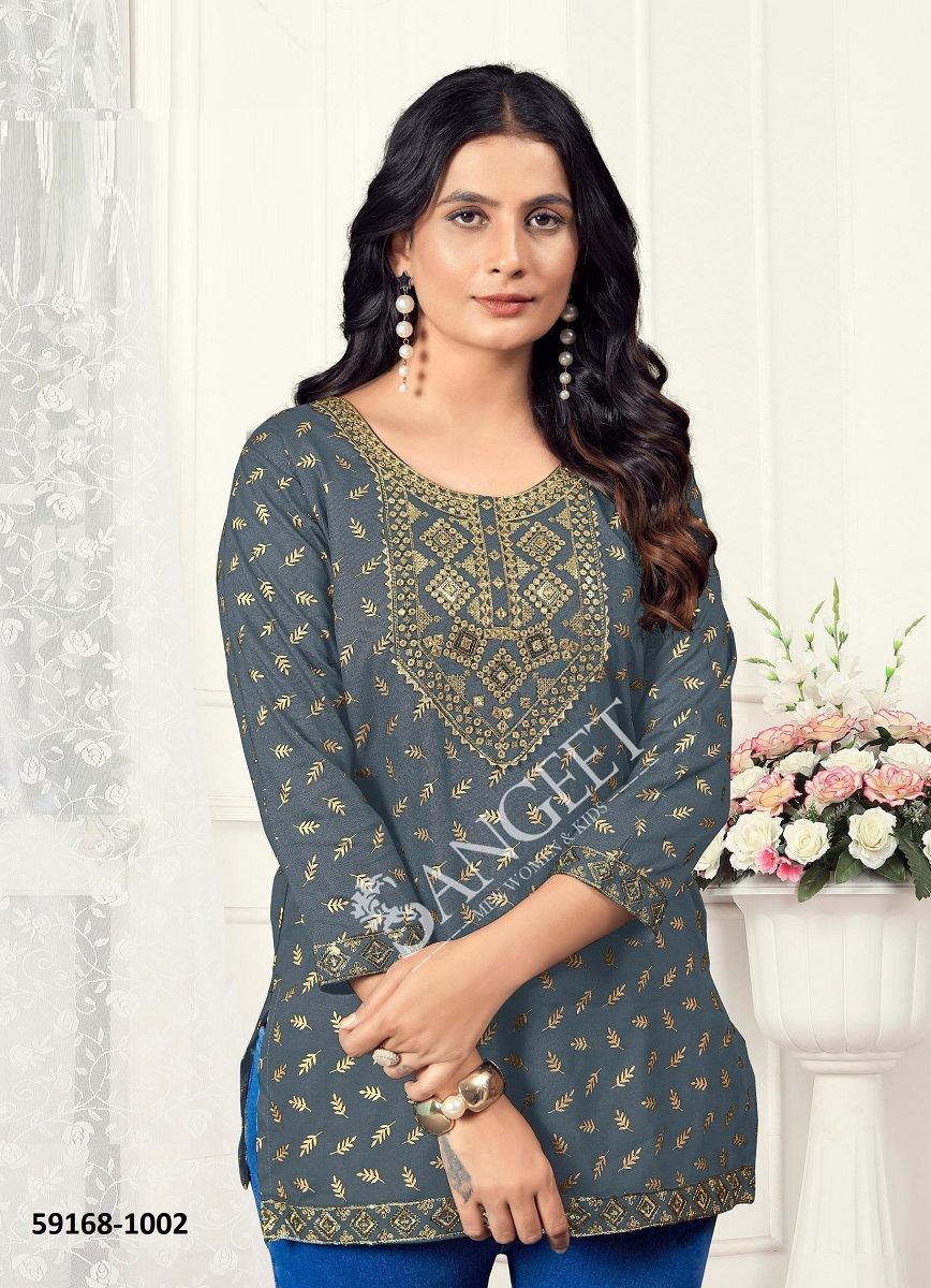 VAMIKA 1 - Catalog # 59168 (Set of 6 Readymade Women's Kurtis / Tops) by Brand SANGEET