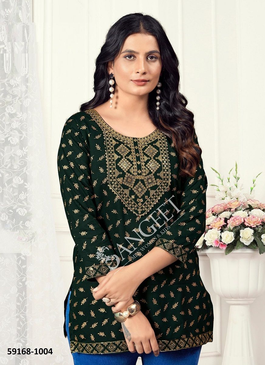 VAMIKA 1 - Catalog # 59168 (Set of 6 Readymade Women's Kurtis / Tops) by Brand SANGEET