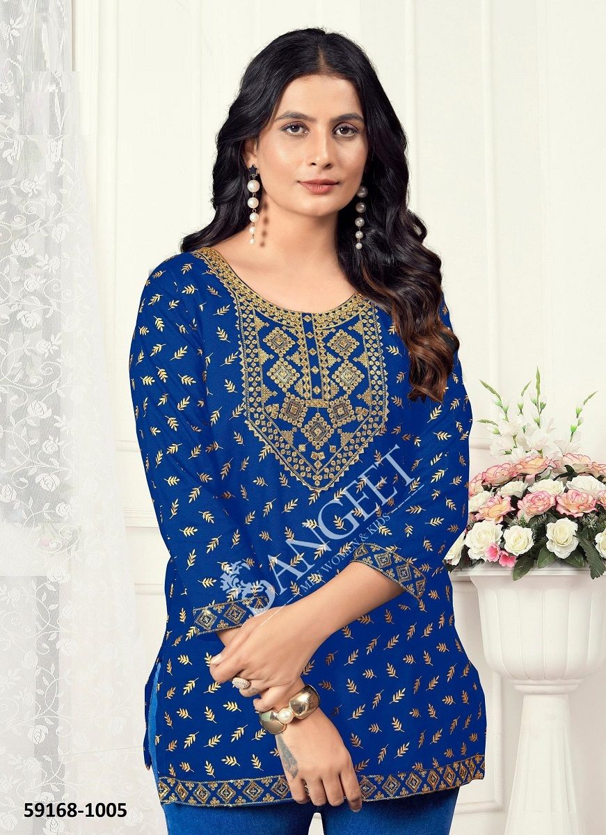 VAMIKA 1 - Catalog # 59168 (Set of 6 Readymade Women's Kurtis / Tops) by Brand SANGEET
