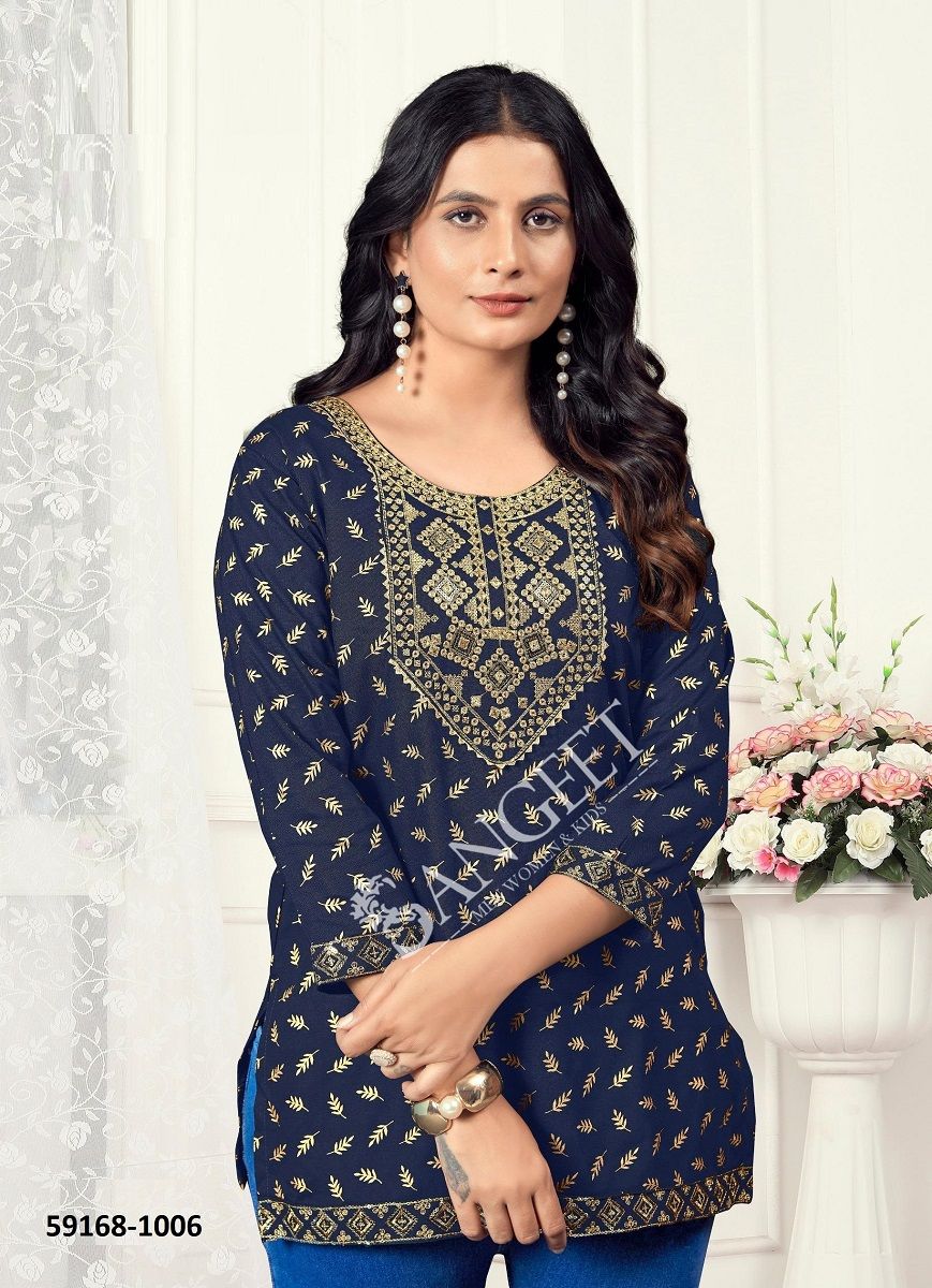 VAMIKA 1 - Catalog # 59168 (Set of 6 Readymade Women's Kurtis / Tops) by Brand SANGEET