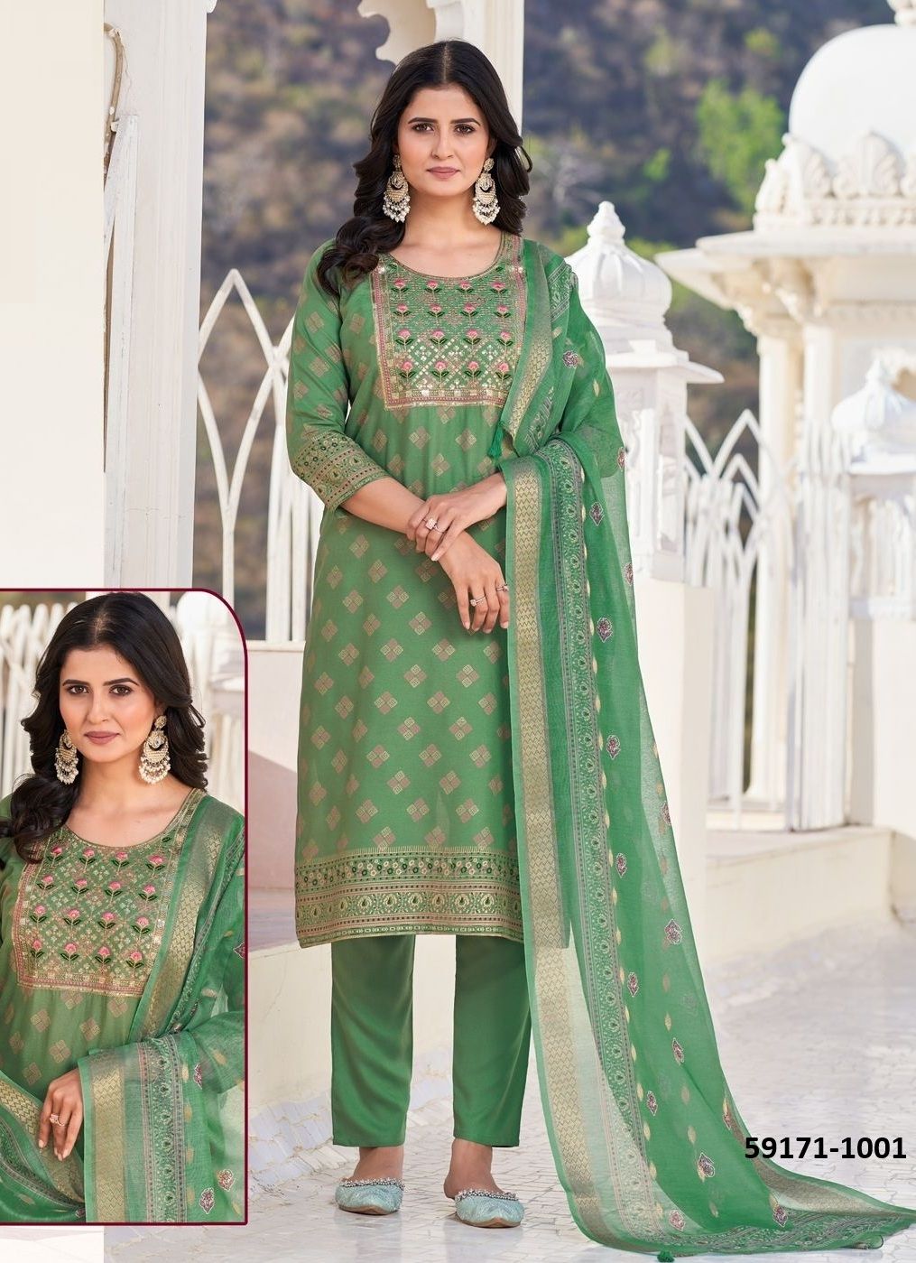 DUPATTA WORLD Catalog 59171 (Set of Readymade Salwar Suits) by Brand  BLUE HILLS