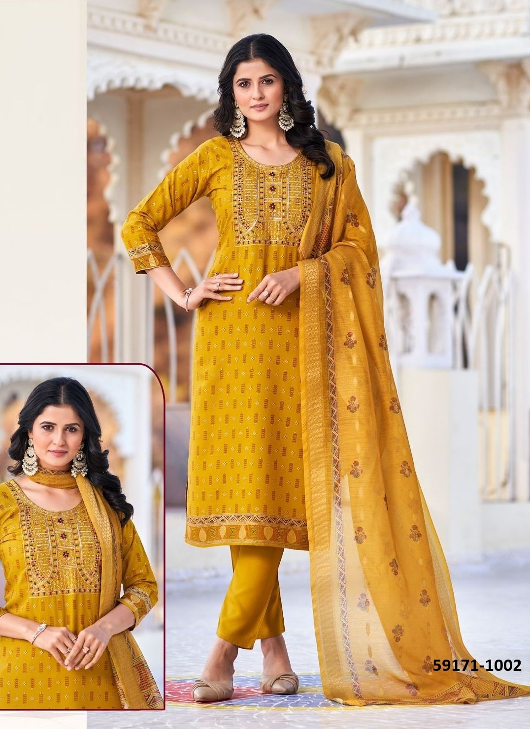 DUPATTA WORLD - Catalog # 59171 (Set of 8 Readymade Salwar Suits) by Brand BLUE HILLS