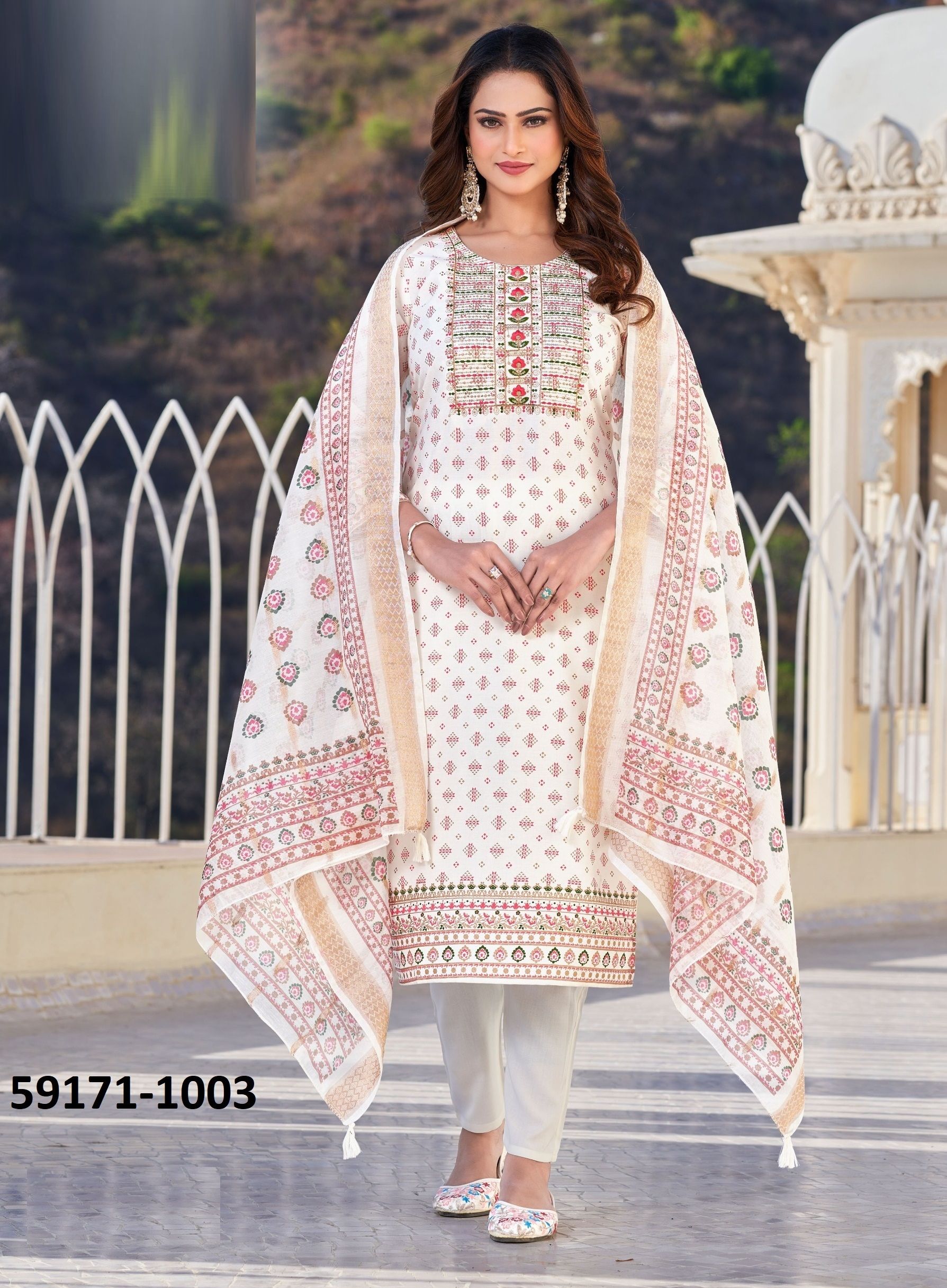 DUPATTA WORLD - Catalog # 59171 (Set of 8 Readymade Salwar Suits) by Brand BLUE HILLS