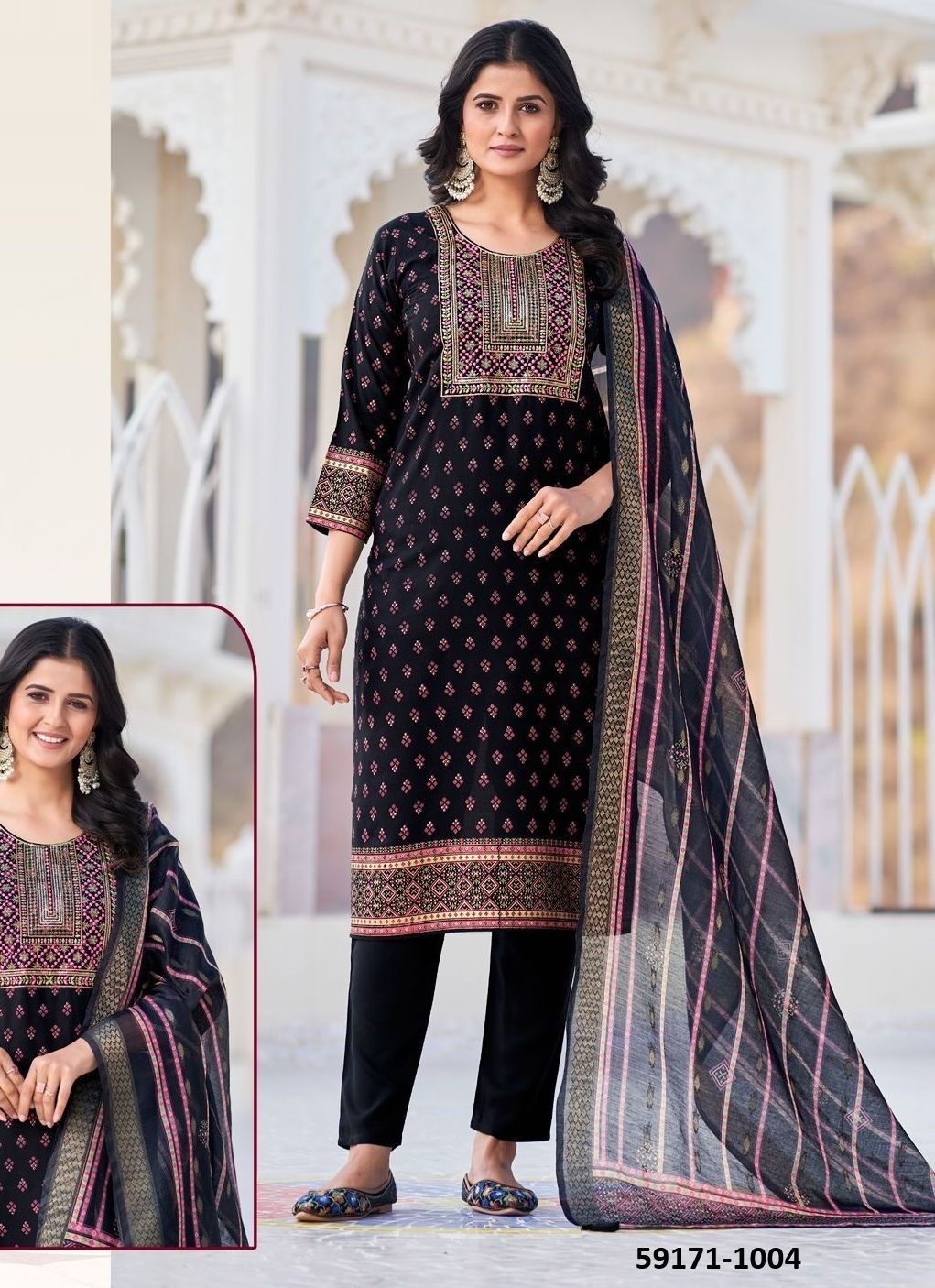 DUPATTA WORLD - Catalog # 59171 (Set of 8 Readymade Salwar Suits) by Brand BLUE HILLS