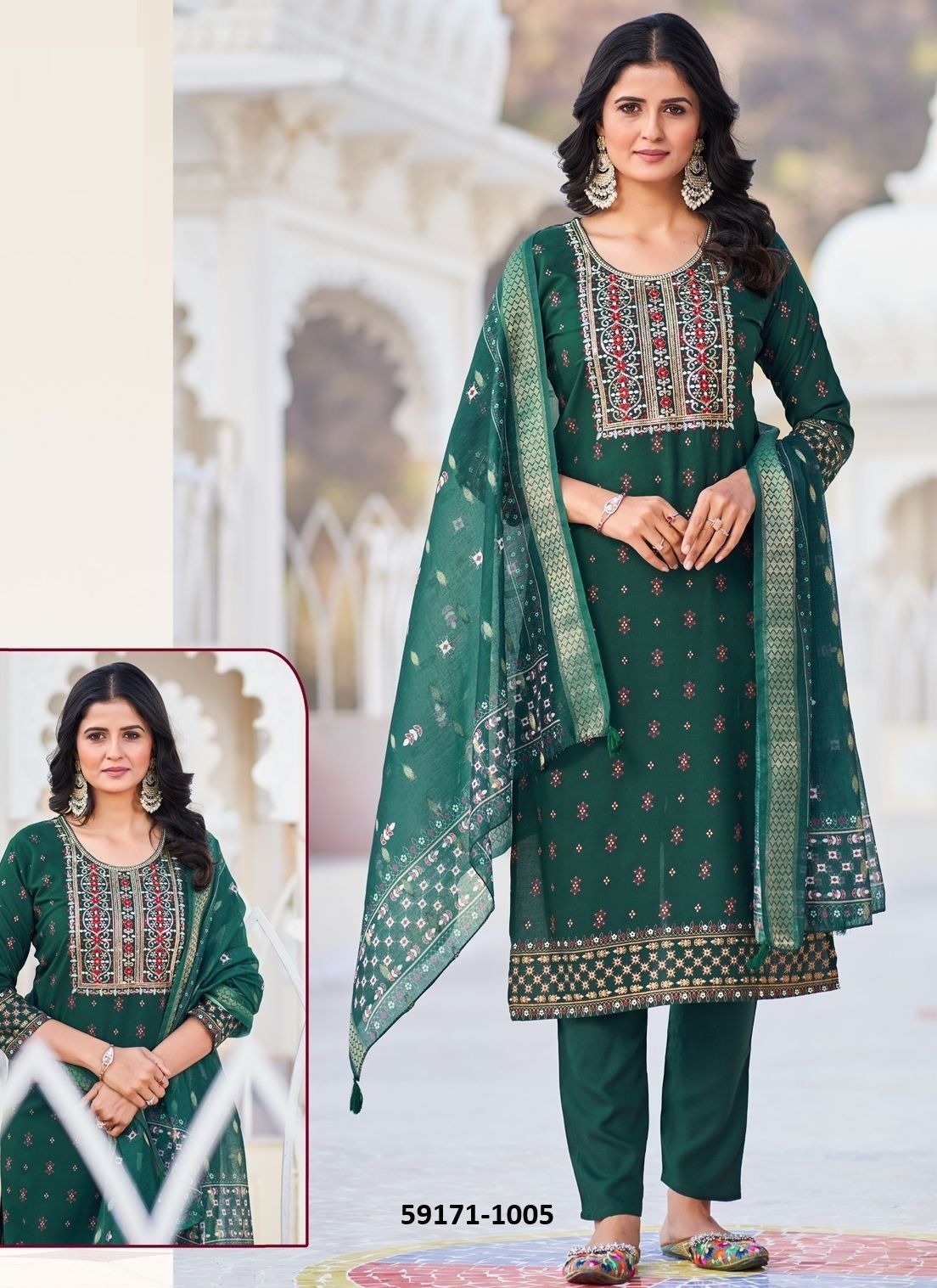 DUPATTA WORLD - Catalog # 59171 (Set of 8 Readymade Salwar Suits) by Brand BLUE HILLS