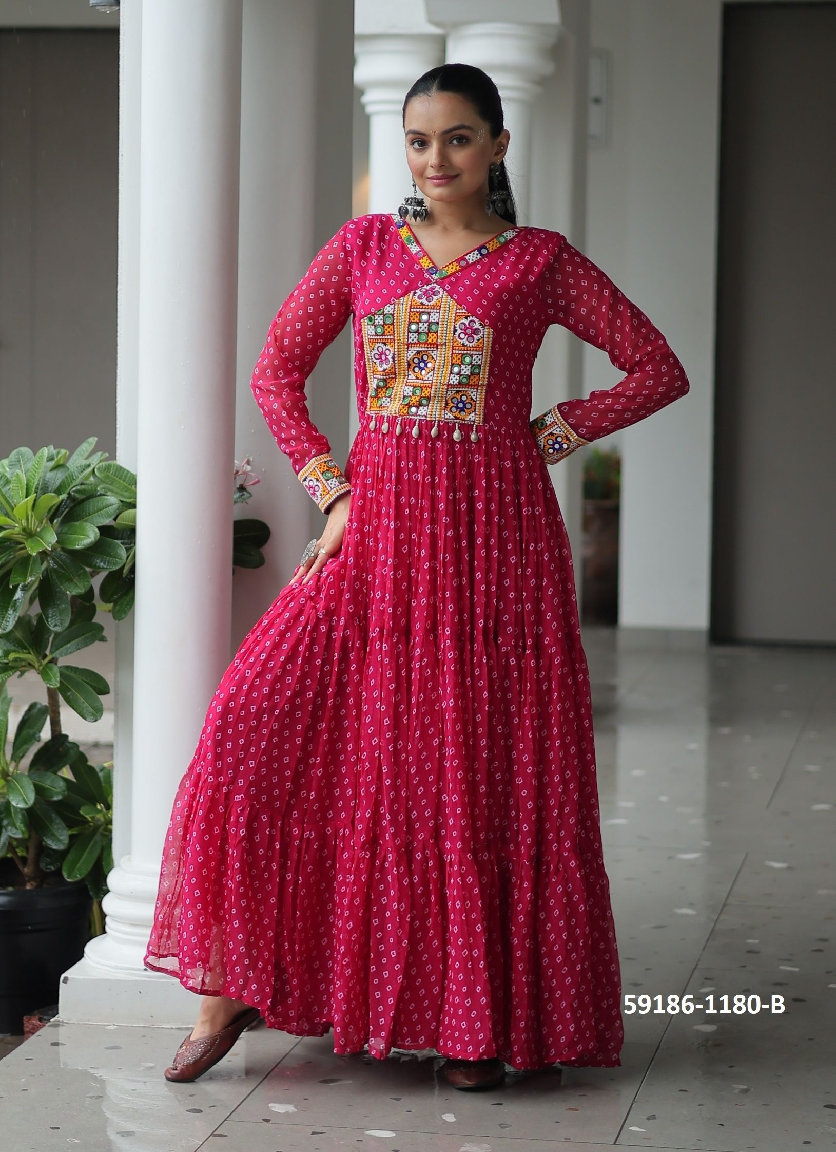 NAVRATRI SERIES 1180 - Catalog # 59186 (Set of 3 Readymade Gowns) by Brand DESI MUSE