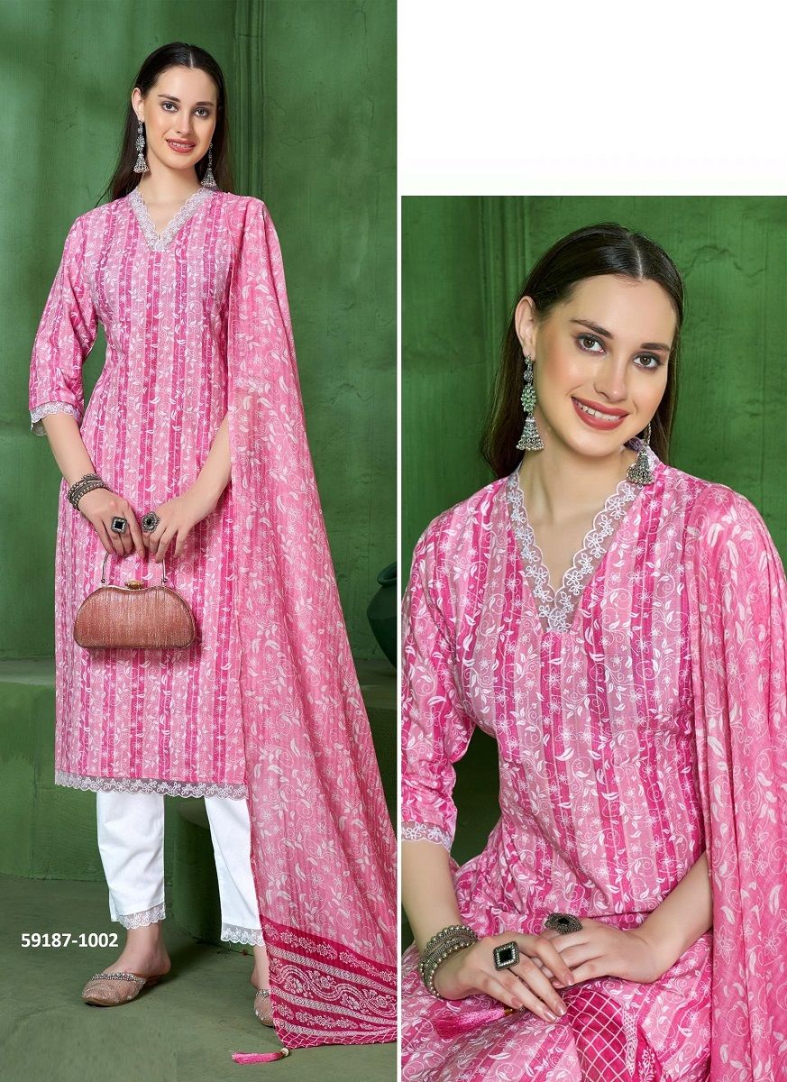 INAYAT - Catalog # 59187 (Set of 7 SIZE-SETS [Readymade Salwar Suits]) by Brand POONAM DESIGNER