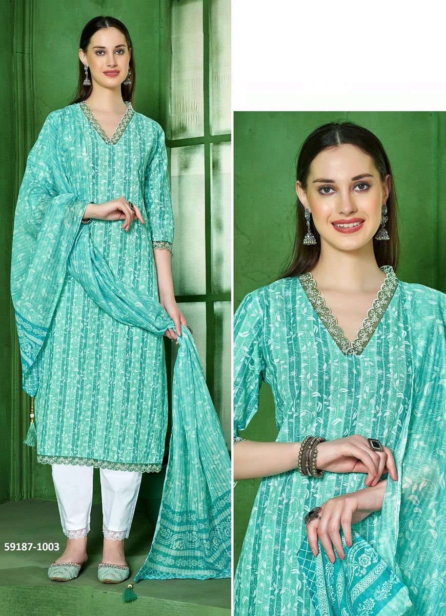 INAYAT - Catalog # 59187 (Set of 7 SIZE-SETS [Readymade Salwar Suits]) by Brand POONAM DESIGNER