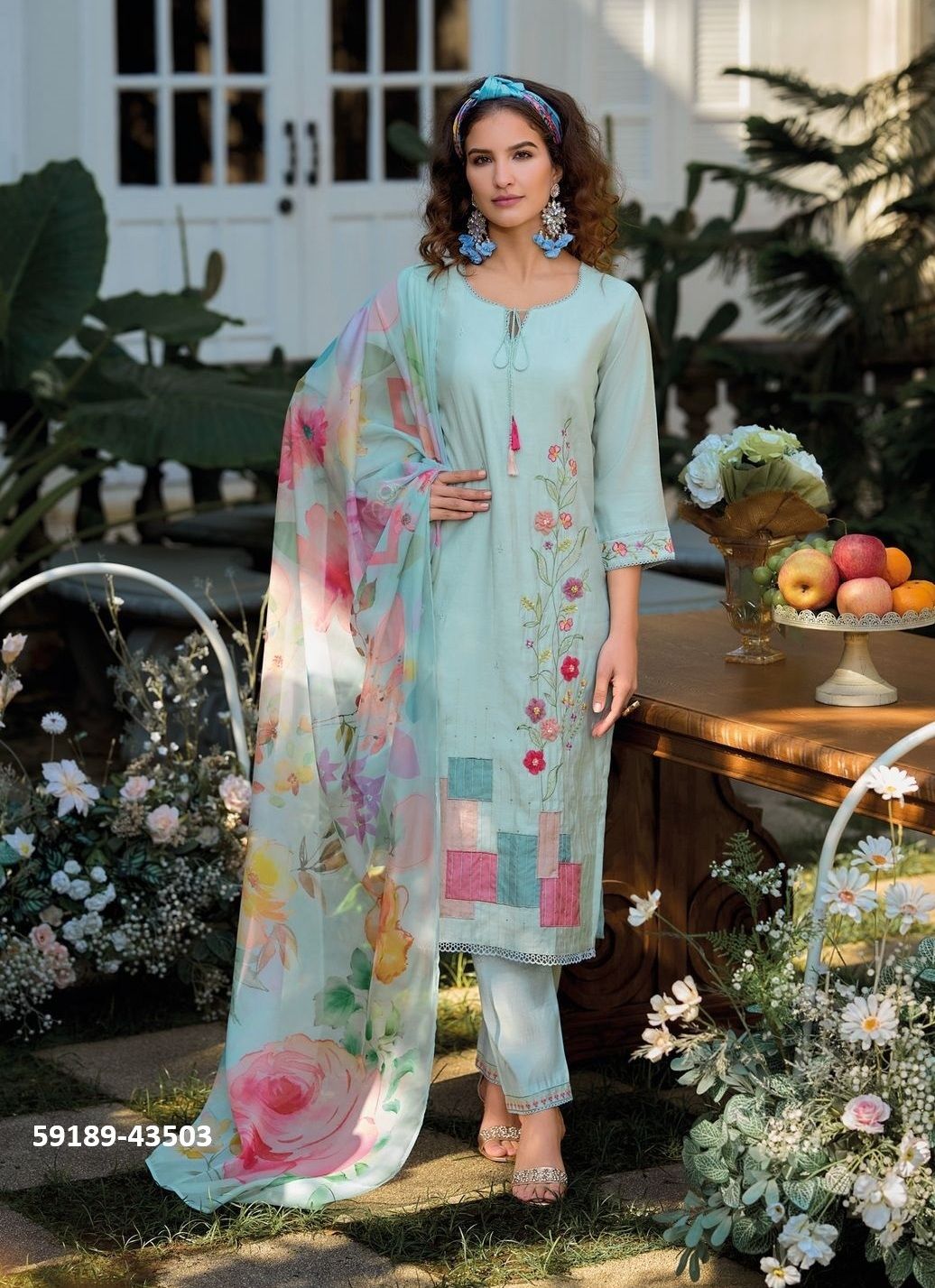 VOEUX - Catalog # 59189 (Set of 3 Readymade Salwar Suits) by Brand KAILEE FASHIONS
