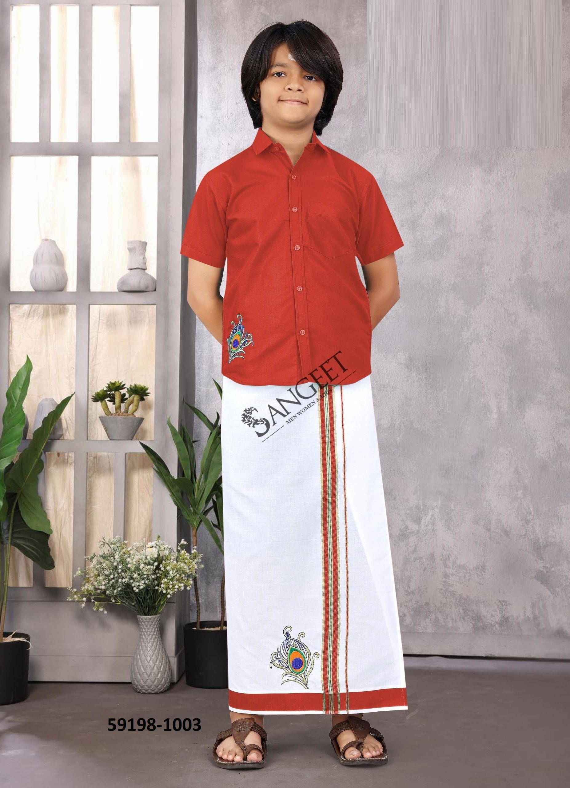 KUTTY RAJA [KIDS] - Catalog # 59198 (Set of 10 Men's Ethnic Wear) by Brand SANGEET