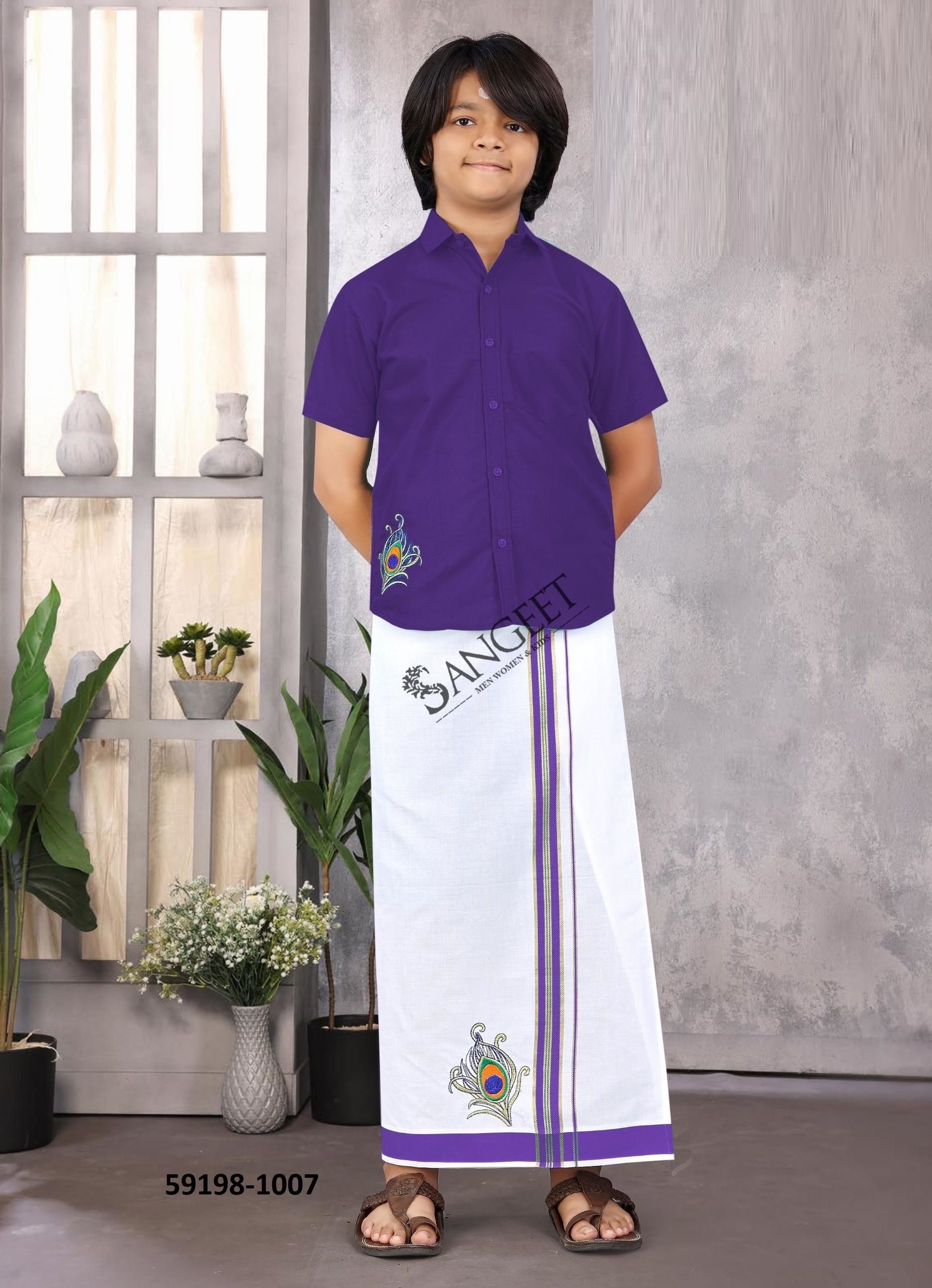 KUTTY RAJA [KIDS] - Catalog # 59198 (Set of 10 Men's Ethnic Wear) by Brand SANGEET