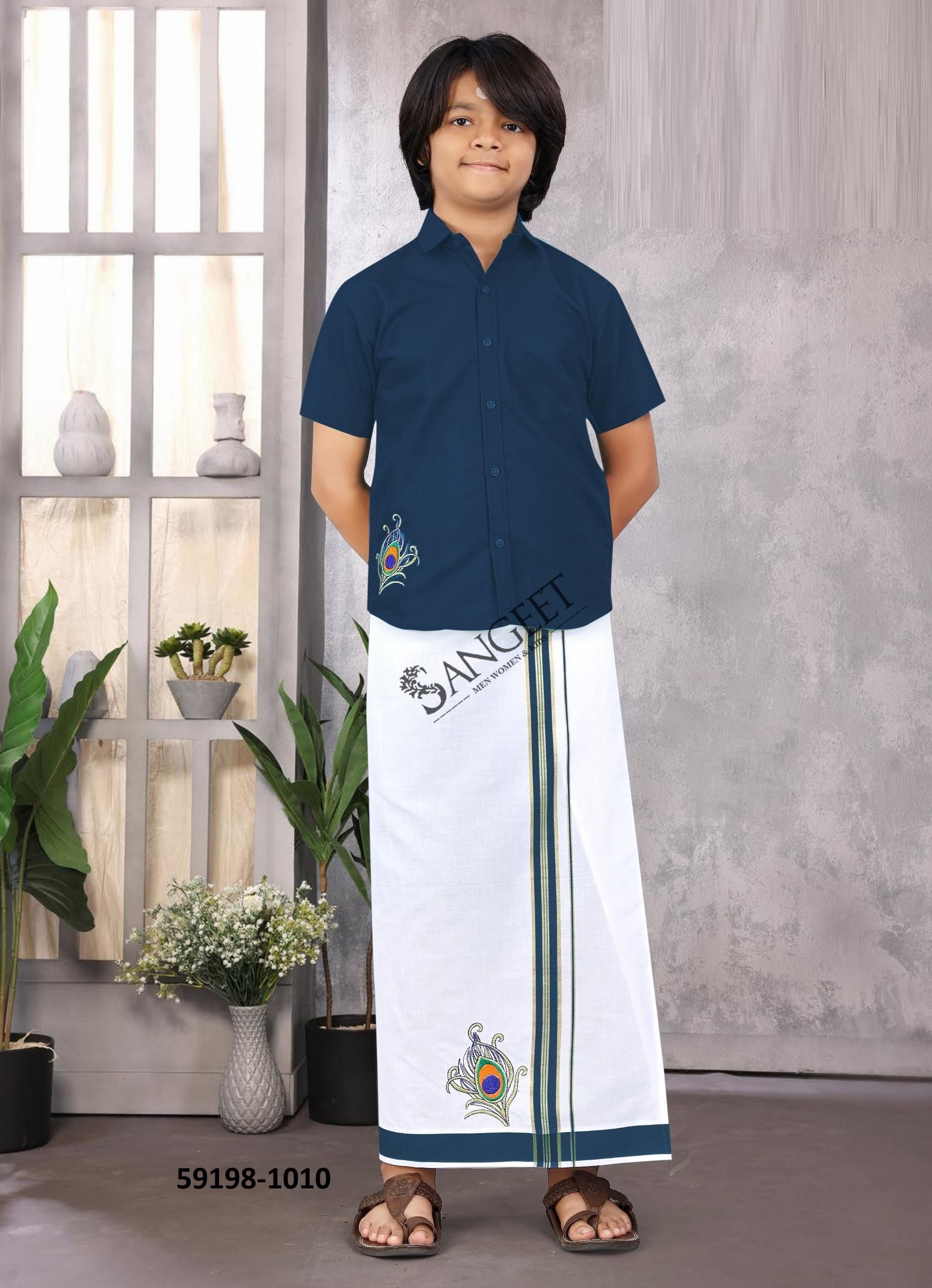 KUTTY RAJA [KIDS] - Catalog # 59198 (Set of 10 Men's Ethnic Wear) by Brand SANGEET