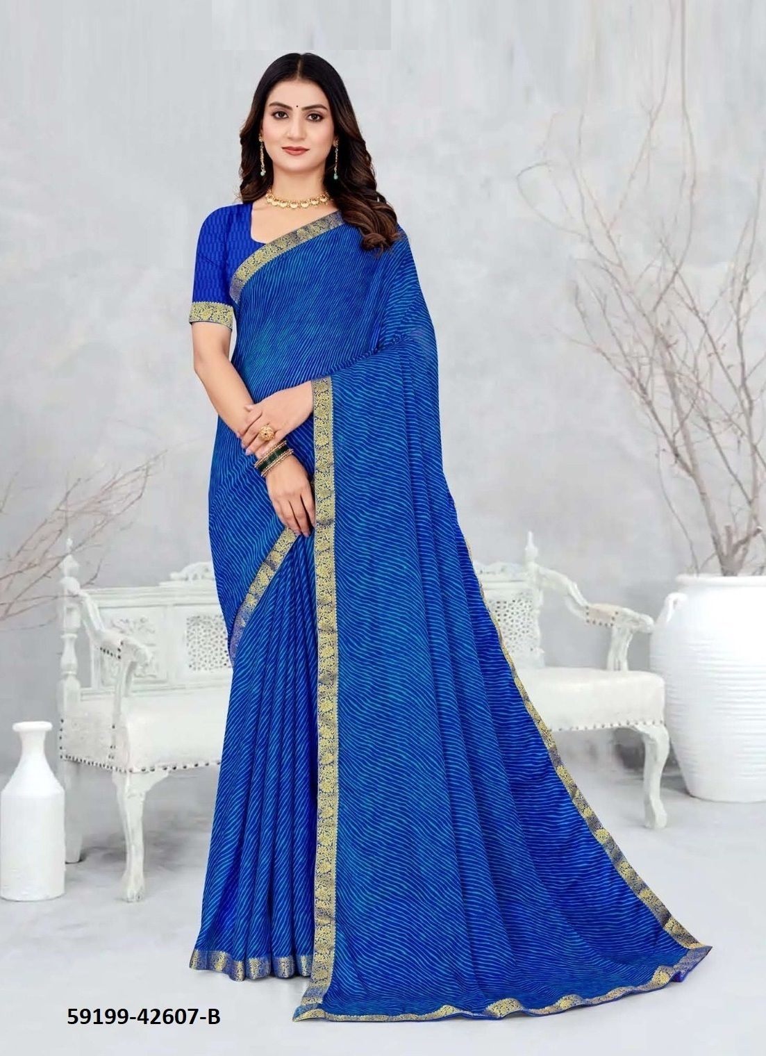 SIMAYAA LEHERIYA 7 - Catalog # 59199 (Set of 6 Sarees) by Brand RUCHI SAREES