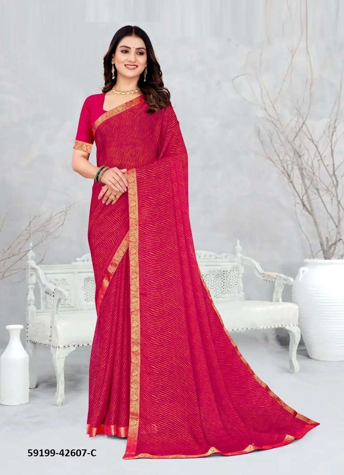 SIMAYAA LEHERIYA 7 - Catalog # 59199 (Set of 6 Sarees) by Brand RUCHI SAREES