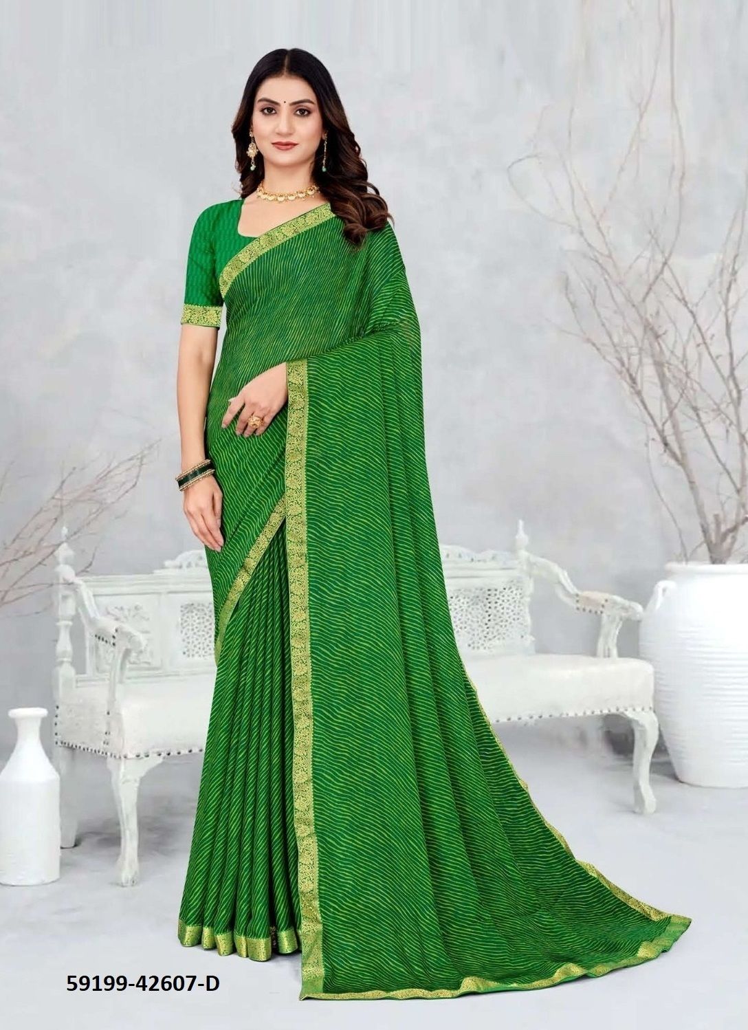 SIMAYAA LEHERIYA 7 - Catalog # 59199 (Set of 6 Sarees) by Brand RUCHI SAREES