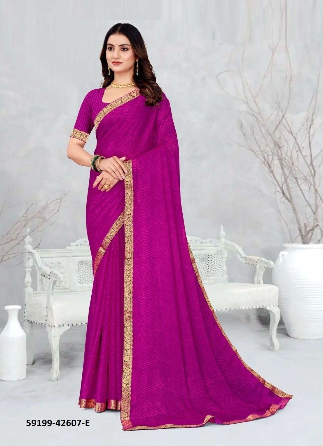 SIMAYAA LEHERIYA 7 - Catalog # 59199 (Set of 6 Sarees) by Brand RUCHI SAREES