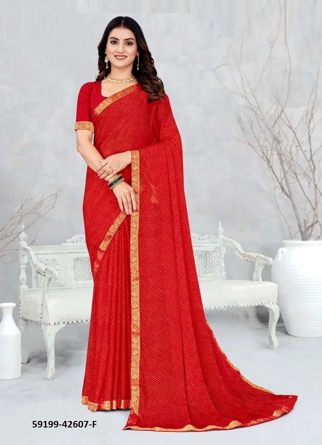 SIMAYAA LEHERIYA 7 - Catalog # 59199 (Set of 6 Sarees) by Brand RUCHI SAREES