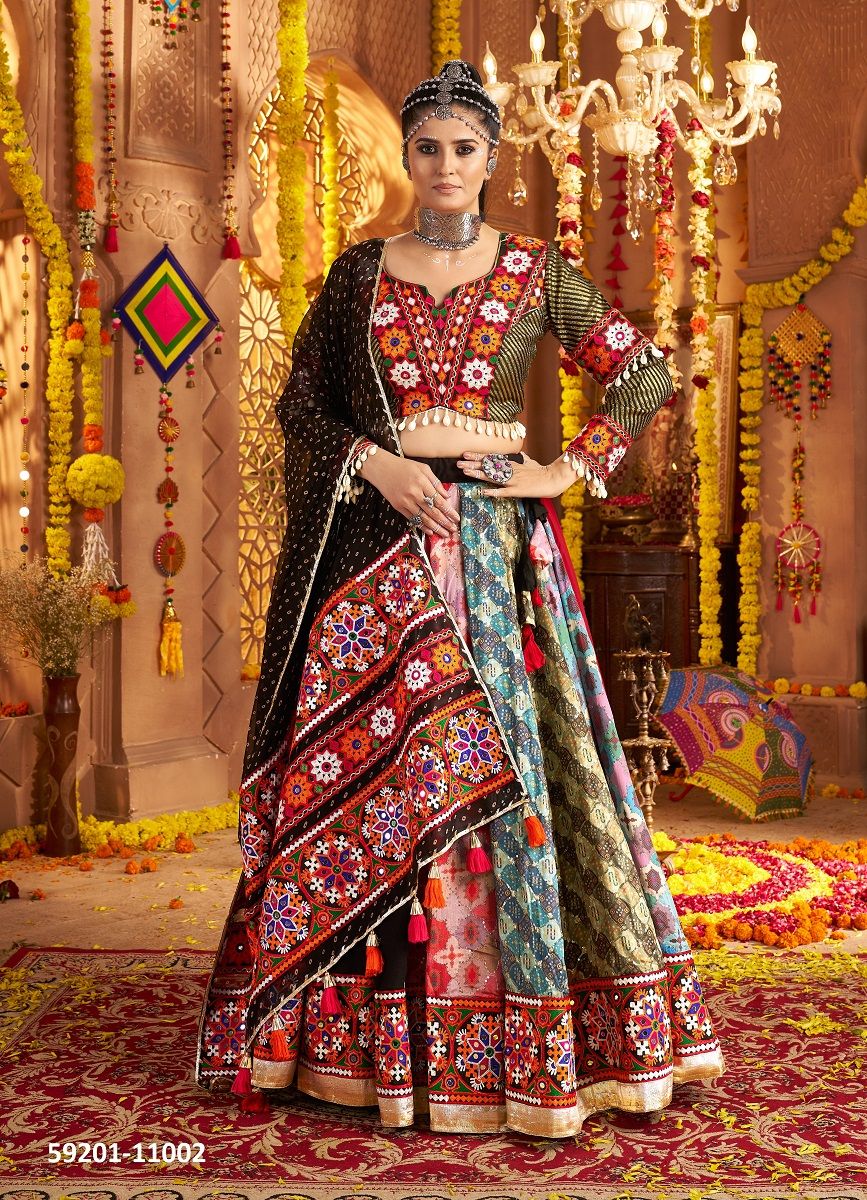 NAVRATRI RAAS 19 - Catalog # 59201 (Set of 6 Readymade Lehengas) by Brand DESI MUSE