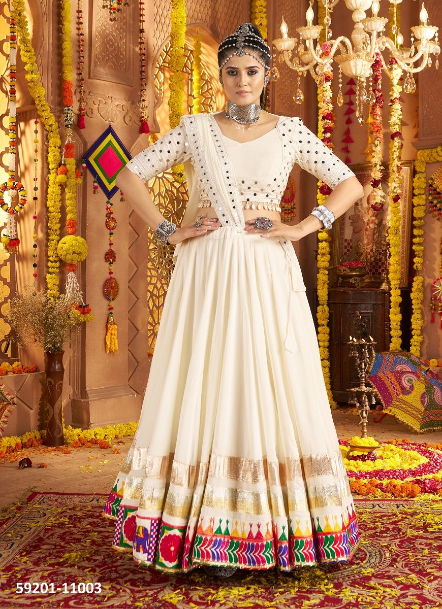 NAVRATRI RAAS 19 - Catalog # 59201 (Set of 6 Readymade Lehengas) by Brand DESI MUSE