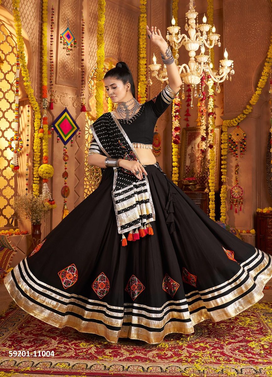 NAVRATRI RAAS 19 - Catalog # 59201 (Set of 6 Readymade Lehengas) by Brand DESI MUSE