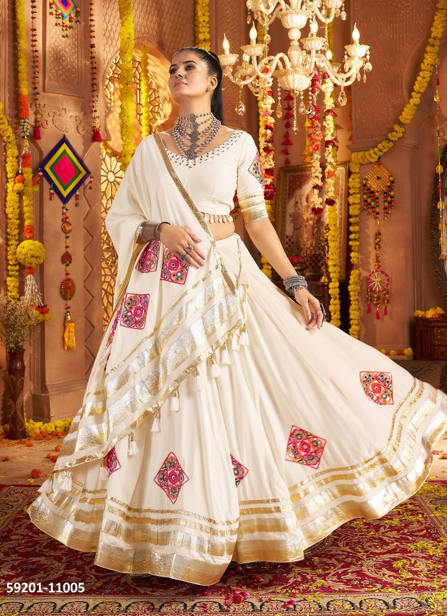 NAVRATRI RAAS 19 - Catalog # 59201 (Set of 6 Readymade Lehengas) by Brand DESI MUSE