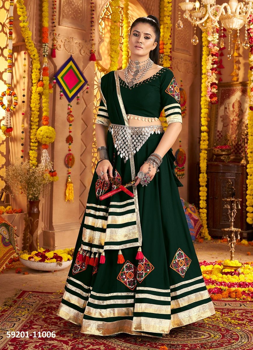 NAVRATRI RAAS 19 - Catalog # 59201 (Set of 6 Readymade Lehengas) by Brand DESI MUSE