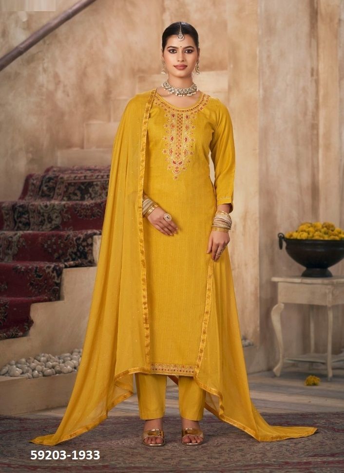 PARKER - Catalog # 59203 (Set of 4 Semi-Stitched / Un-Stitched Suits) by Brand KALARANG