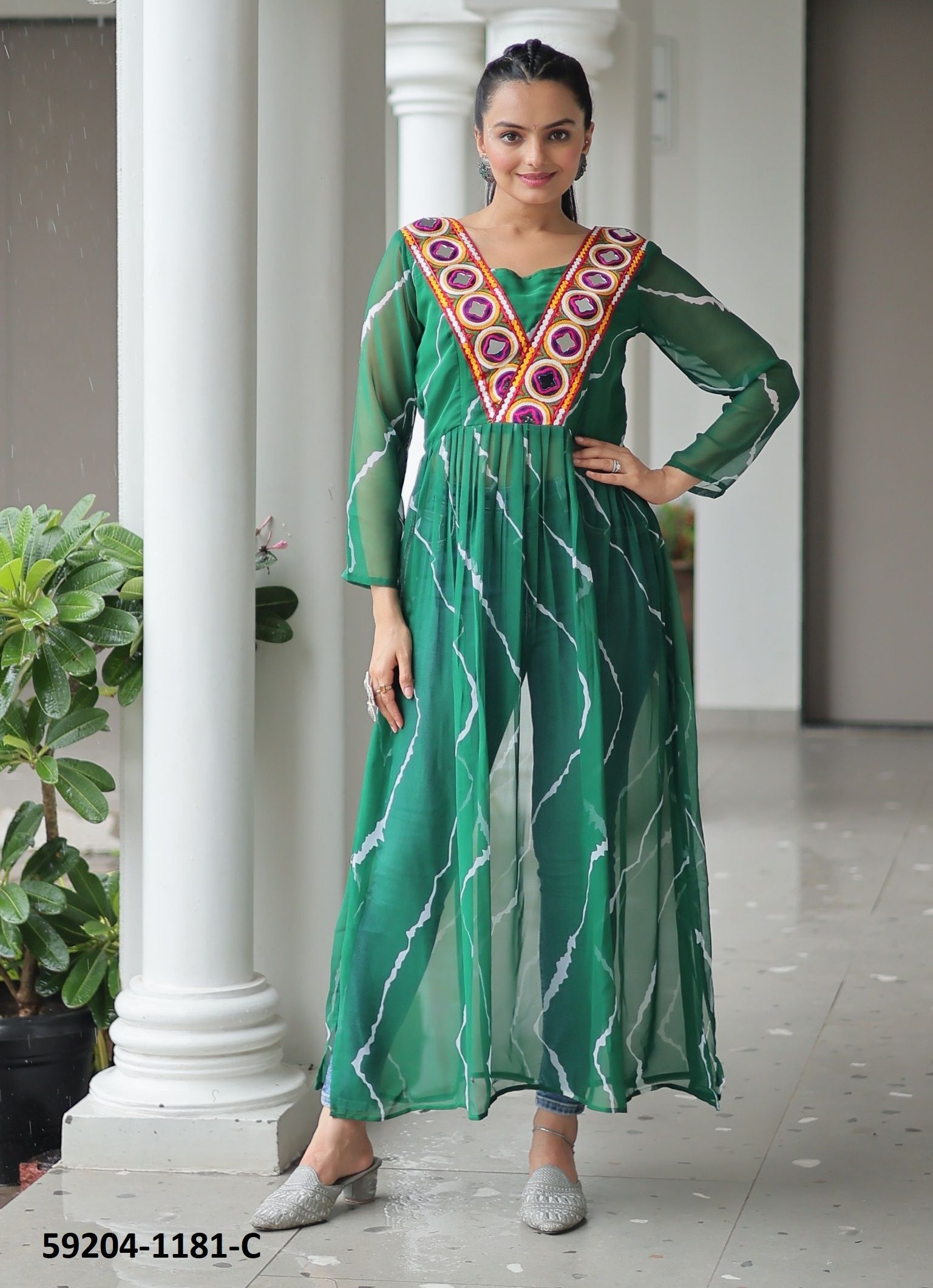NAVRATRI SERIES 1181 - Catalog # 59204 (Set of 3 Readymade Gowns) by Brand DESI MUSE