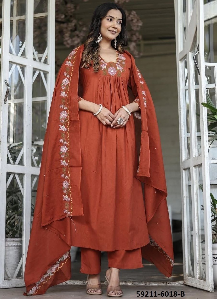 SERIES 6018 - Catalog # 59211 (Set of 2 Readymade Salwar Suits) by Brand DESI MUSE