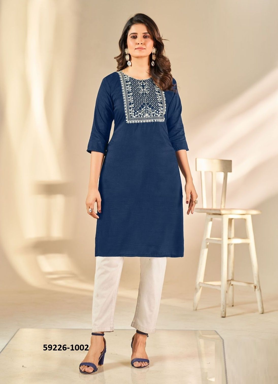SONIA - Catalog # 59226 (Set of 4 Readymade Women's Kurtis / Tops) by Brand BLUE HILLS