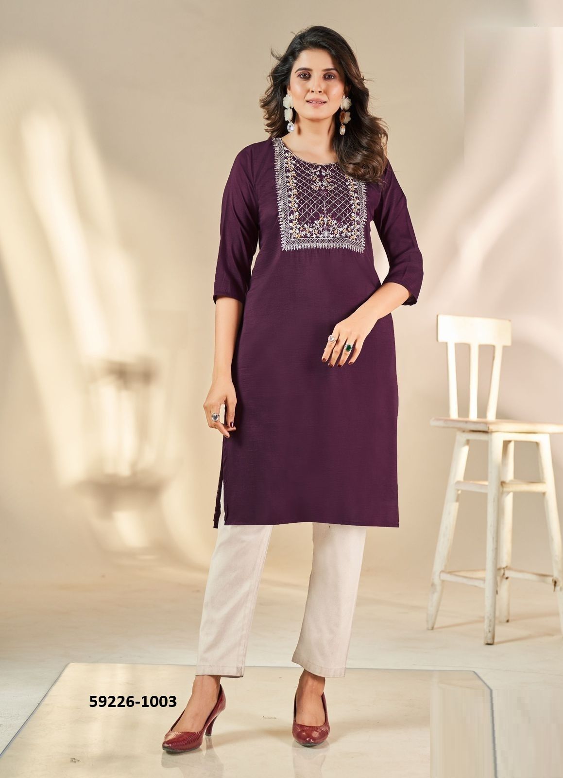 SONIA - Catalog # 59226 (Set of 4 Readymade Women's Kurtis / Tops) by Brand BLUE HILLS
