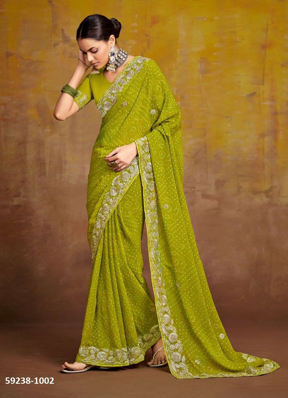 BANDHANI - Catalog # 59238 (Set of 5 Sarees) by Brand STAVAN