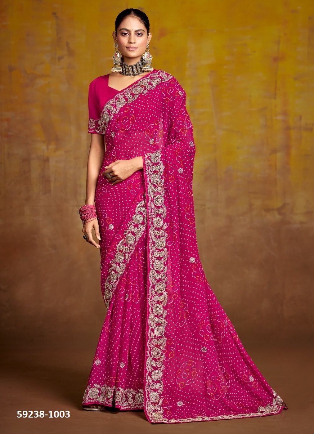 BANDHANI - Catalog # 59238 (Set of 5 Sarees) by Brand STAVAN