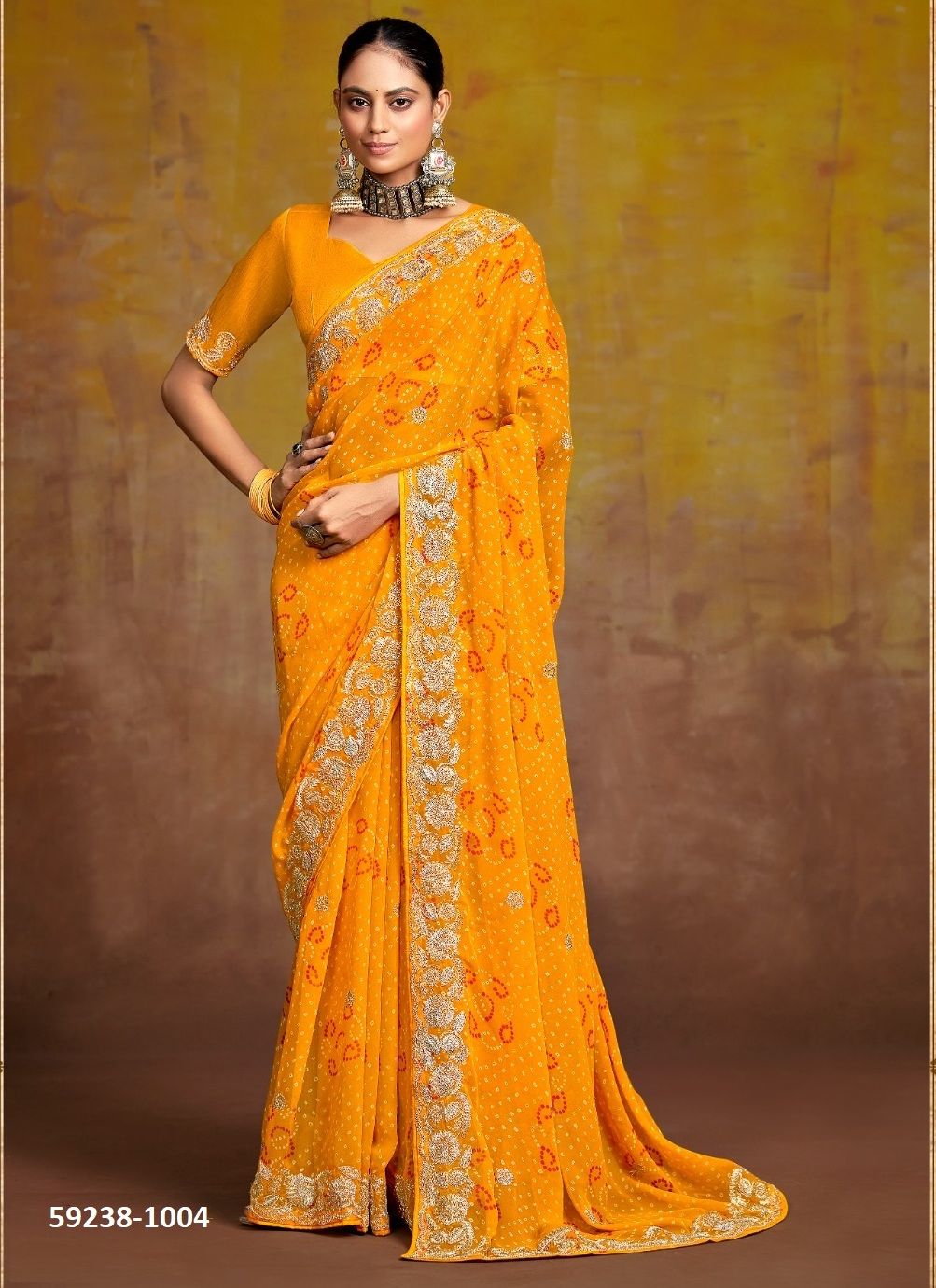 BANDHANI - Catalog # 59238 (Set of 5 Sarees) by Brand STAVAN