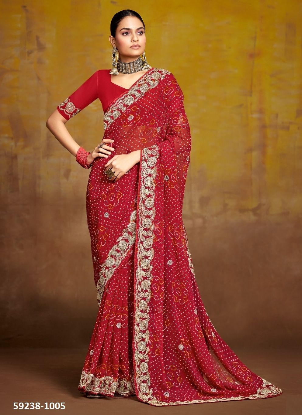 BANDHANI - Catalog # 59238 (Set of 5 Sarees) by Brand STAVAN