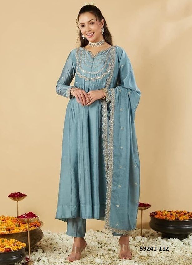 MUSKAN - Catalog # 59241 (Set of 4 Readymade Salwar Suits) by Brand SERENGETI
