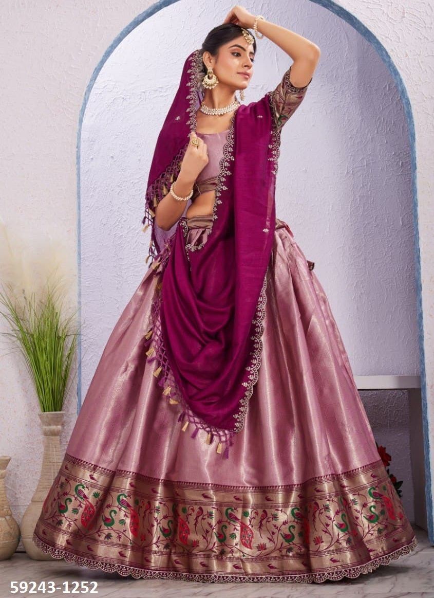MORNI - Catalog # 59243 (Set of 5 Semi-Stitched Lehengas) by Brand SERENGETI