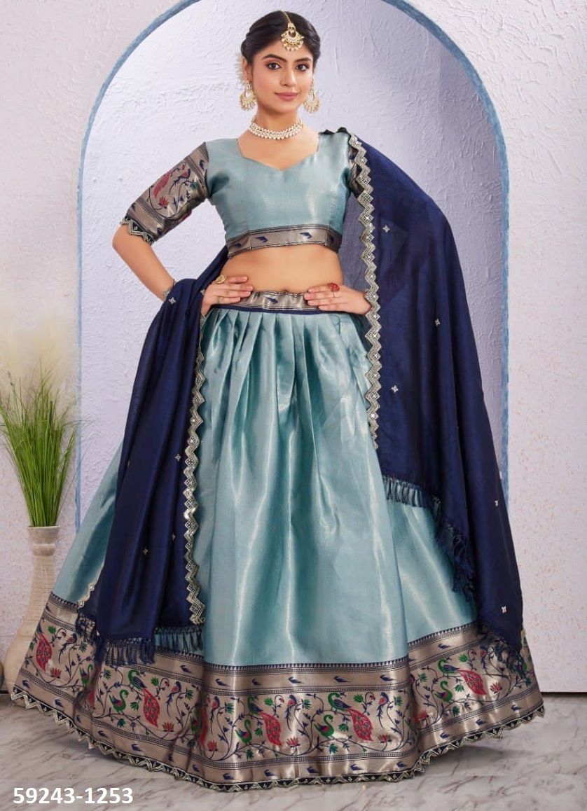 MORNI - Catalog # 59243 (Set of 5 Semi-Stitched Lehengas) by Brand SERENGETI
