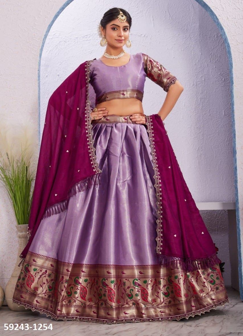 MORNI - Catalog # 59243 (Set of 5 Semi-Stitched Lehengas) by Brand SERENGETI
