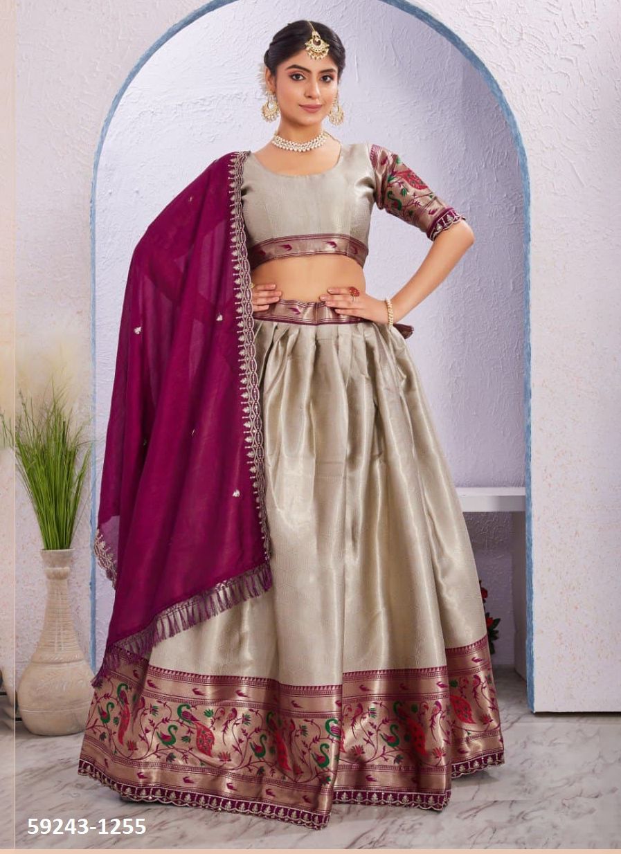 MORNI - Catalog # 59243 (Set of 5 Semi-Stitched Lehengas) by Brand SERENGETI