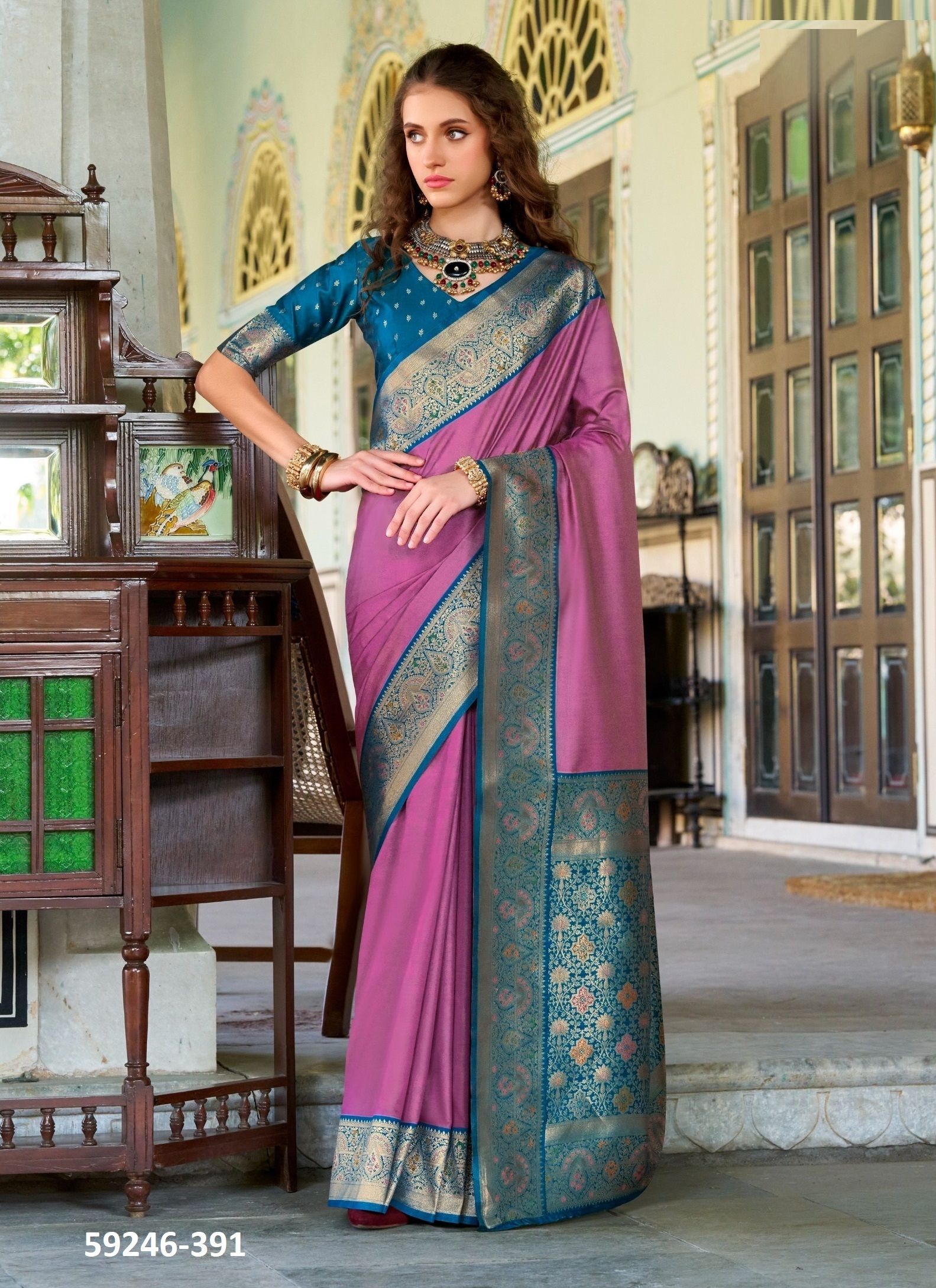 CHANDAN SILK - Catalog # 59246 (Set of 8 Sarees) by Brand SERENGETI