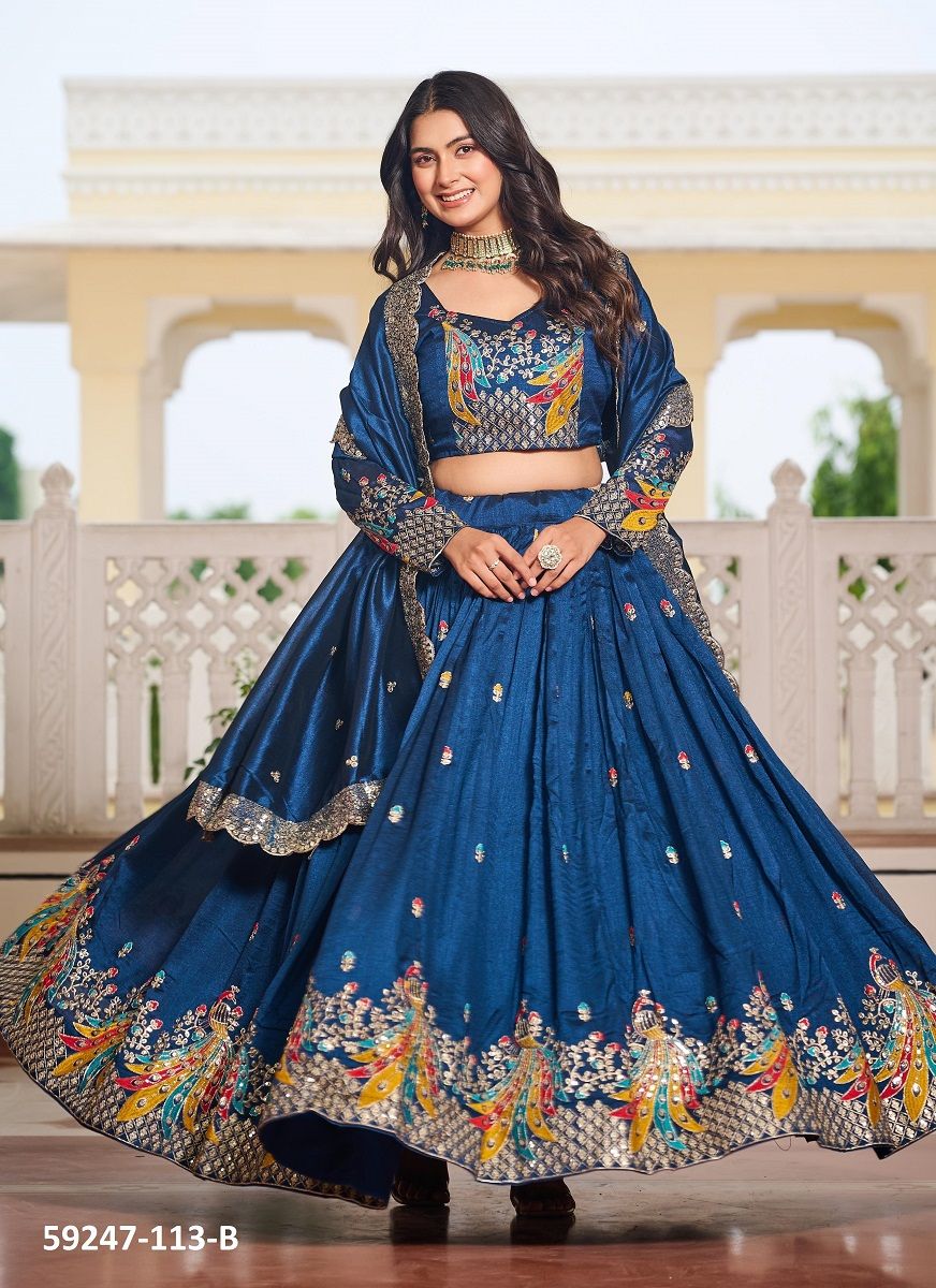 SERIES 113 - Catalog # 59247 (Set of 4 Readymade Lehengas) by Brand SERENGETI
