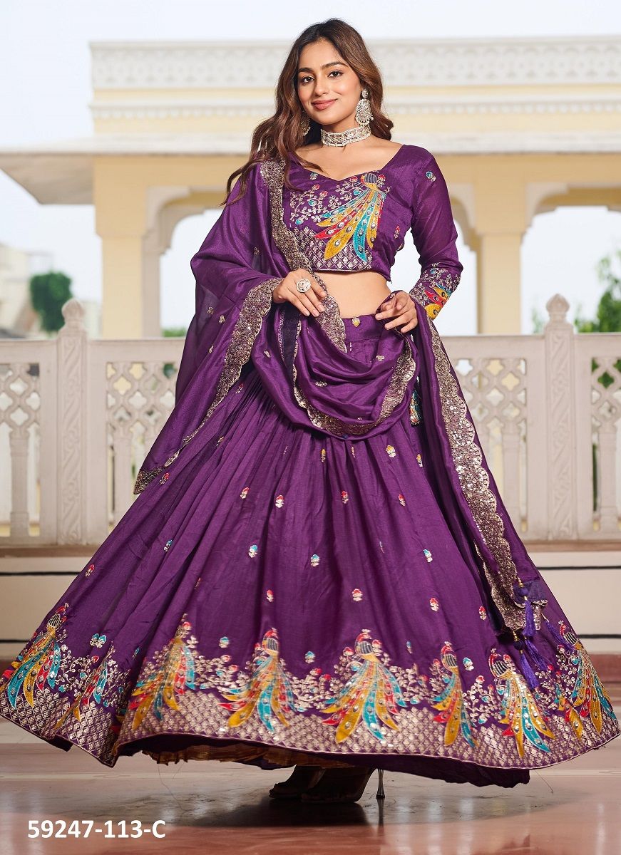 SERIES 113 - Catalog # 59247 (Set of 4 Readymade Lehengas) by Brand SERENGETI