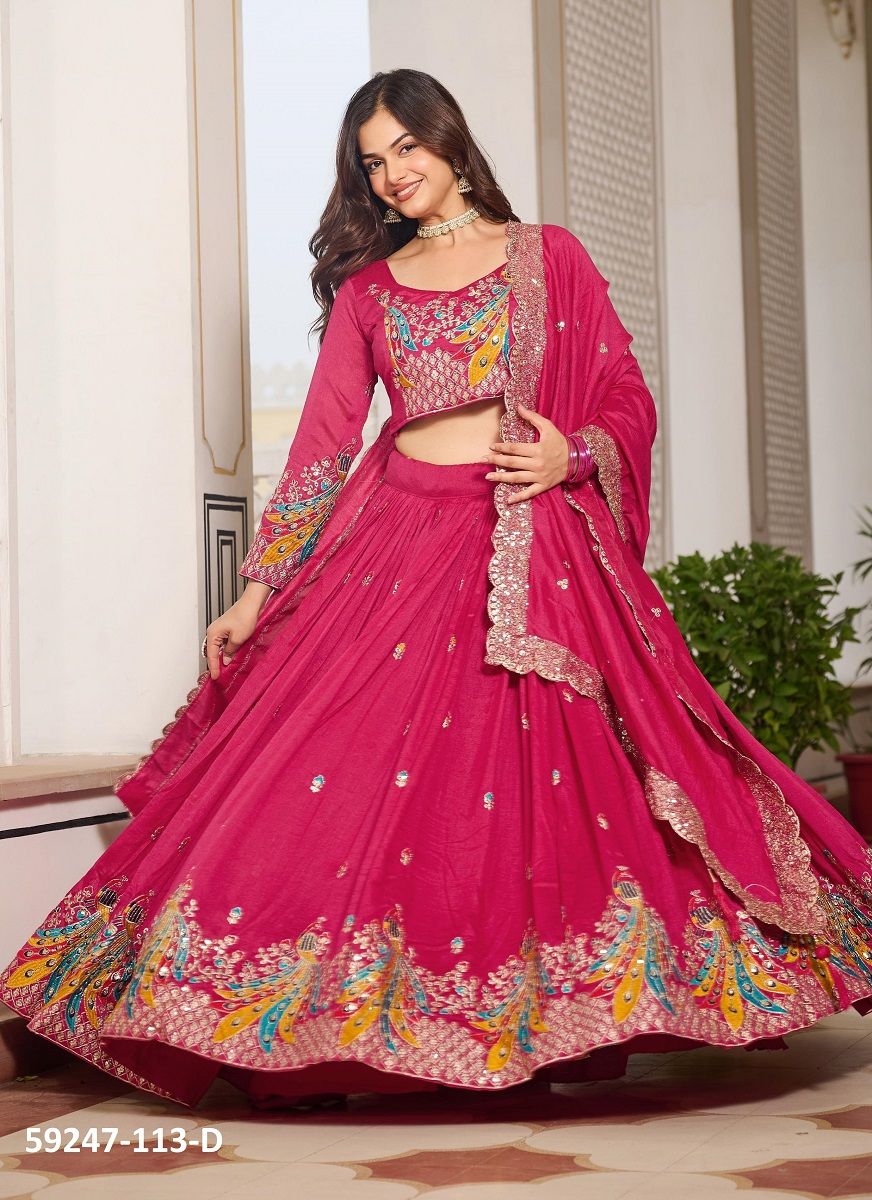 SERIES 113 - Catalog # 59247 (Set of 4 Readymade Lehengas) by Brand SERENGETI