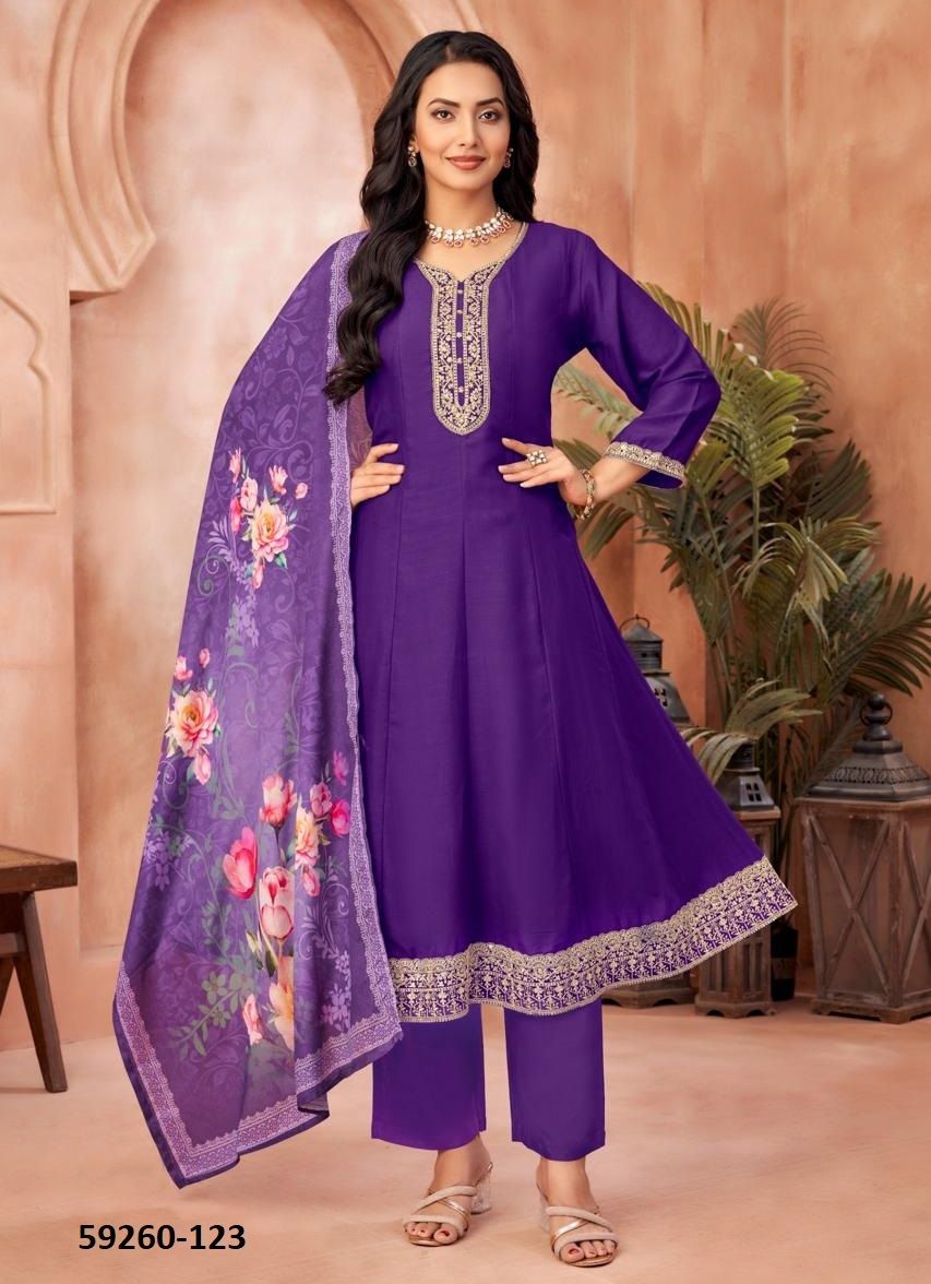 NITYA - Catalog # 59260 (Set of 4 Readymade Salwar Suits) by Brand FF