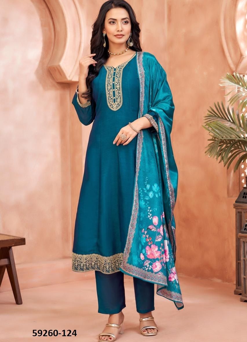 NITYA - Catalog # 59260 (Set of 4 Readymade Salwar Suits) by Brand FF